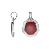 Sterling Silver Balinese Octagon Shape Red Coral Pendant